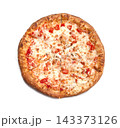 Homemade pizza on white backgrounds top view 143373126