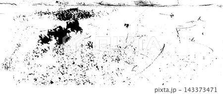 Smudge background with bold black ink blots and oxidation dark specks. Smear marks fade into spray mist and rough grime grain. Gritty vector shabby backdrop for poster design or social media post 143373471