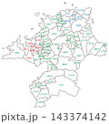 分割できる福岡県白地図　区市町村名あり 143374142