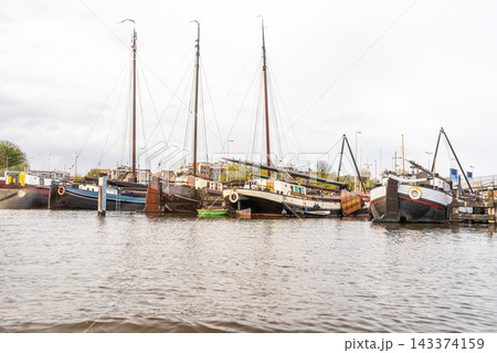 Boats Moored in a Harbor Boats Moored in a Harbor 143374159