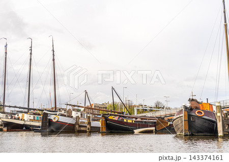 Boats Moored in a Harbor Boats Moored in a Harbor 143374161