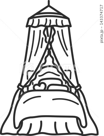 天蓋付きのベッドのイラスト 線画のみ 天蓋付きのベッドのイラスト 線画のみ 143374717