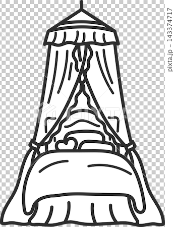 天蓋付きのベッドのイラスト 線画のみ 天蓋付きのベッドのイラスト 線画のみ 143374717