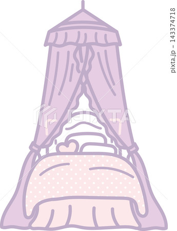 天蓋付きのベッドのイラスト 天蓋付きのベッドのイラスト 143374718