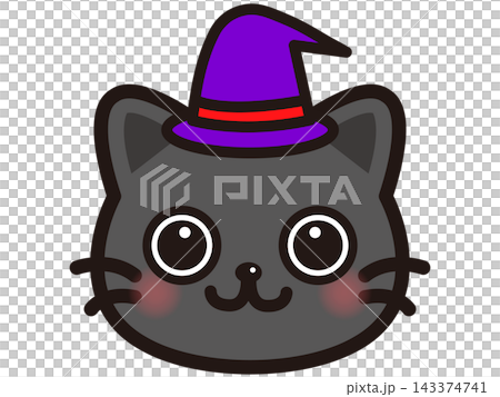 Cute black cat face icon illustration material 2 Cute black cat face icon illustration material 2 143374741