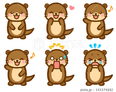 可愛いカワウソのイラスト素材セット3 可愛いカワウソのイラスト素材セット3 143374892