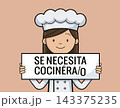 Female Chef Holding Se Necesita Cocinera Recruitment Sign 143375235