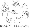 手描き風クリスマスモチーフの線画セット 143376255