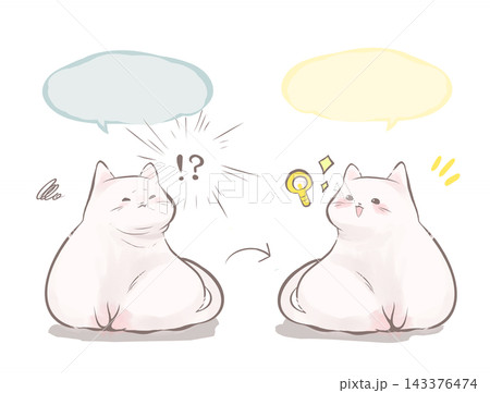 疑問から納得・解決へとひらめく猫のイラスト 疑問から納得・解決へとひらめく猫のイラスト 143376474