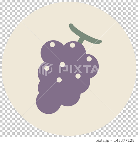 Colorful grape icon illustration with a circular background / Color, autumn flavor, fruit illustration material Colorful grape icon illustration with a circular background / Color, autumn flavor, fruit illustration material 143377129