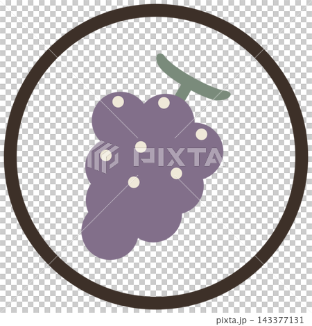 Colorful grape icon illustration in a circle / Color, autumn flavor, fruit illustration material Colorful grape icon illustration in a circle / Color, autumn flavor, fruit illustration material 143377131