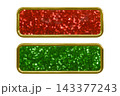 クリスマスカラーの赤と緑のグリッターのゴールドフレーム・タイトルプレート素材セット 143377243