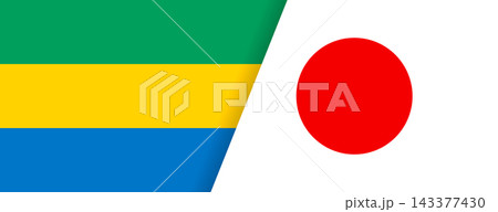 ガボンと日本の国旗コンビネーションデザイン 国際交流イラスト素材 ガボンと日本の国旗コンビネーションデザイン 国際交流イラスト素材 143377430