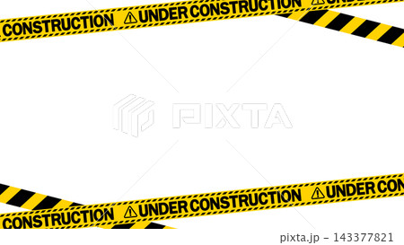 「工事中」「Under construction」の警告テープのフレーム。テキストエリア。 143377821