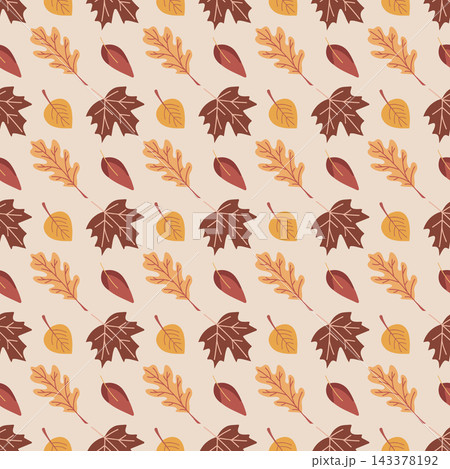 Seamless pattern with autumn oak and maple leaves. Repeating patterned background. 143378192