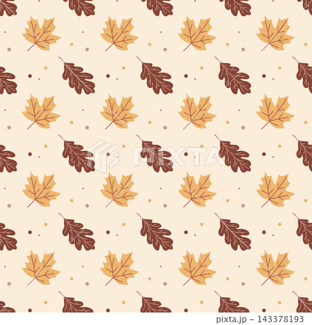 Seamless pattern with autumn leaves and dots. Repeating Pattern Background. Seamless pattern with autumn leaves and dots. Repeating Pattern Background. 143378193
