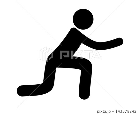 Silhouette of person kneeling with one arm extended in reaching posture simple icon-style figure, with silhouette, kneeling, reaching, posture detail, showing figure, icon, human, person context Silhouette of person kneeling with one arm extended in reaching posture simple icon-style figure, with silhouette, kneeling, reaching, posture detail, showing figure, icon, human, person context 143378242