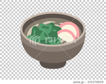 ワカメうどんのアイコンのイラスト ワカメうどんのアイコンのイラスト 143378939