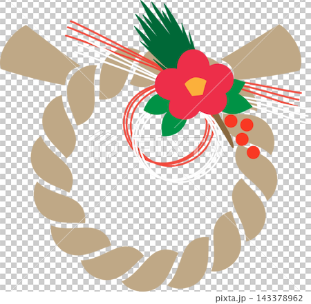 お正月飾り　しめ縄飾りイラスト　ベクター 143378962