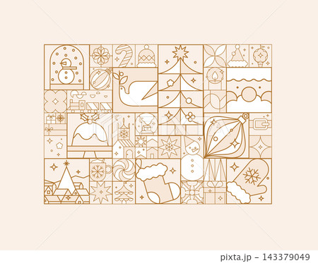 Christmas poster art deco beige Christmas poster art deco beige 143379049