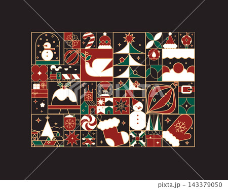 Christmas poster art deco black 143379050