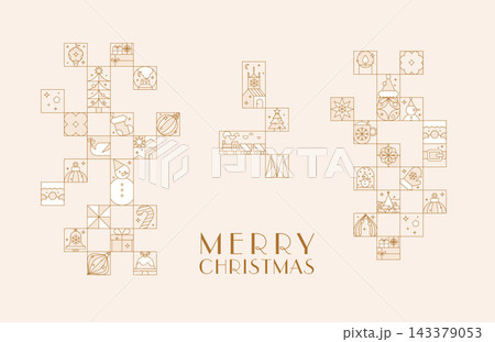 Poster art deco merry christmas beige Poster art deco merry christmas beige 143379053