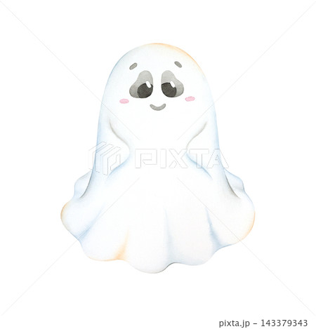 A cute, friendly ghost with big eyes and a smile. A child's Halloween costume made from a white sheet. A spooky yet festive spirit character. A cute, cartoon-style figure for invitations or designs. A cute, friendly ghost with big eyes and a smile. A child's Halloween costume made from a white sheet. A spooky yet festive spirit character. A cute, cartoon-style figure for invitations or designs. 143379343
