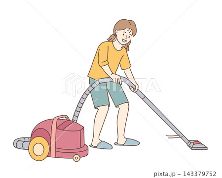 Vacuum cleaning and housework concept Vacuum cleaning and housework concept 143379752