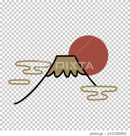 Mount Fuji and Rising Sun Japanese New Year Illustration Mount Fuji and Rising Sun Japanese New Year Illustration 143380002