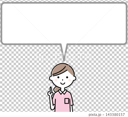 Caregiver pointing; pointing; speech bubble Caregiver pointing; pointing; speech bubble 143380157