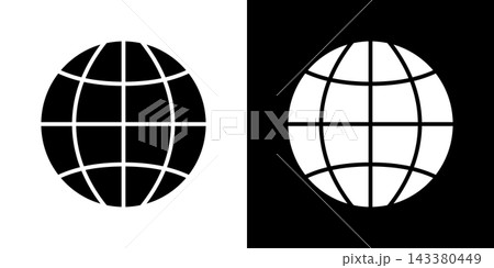 Globe Grid Solid Icon Set. Global Connectivity, Worldwide Network, And Internet Access Silhouette Symbol Collection. Communication And Technology. Isolated Vector Illustration 143380449