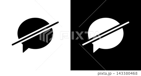 Speech Bubble With Slash Solid Icon Set. Mute, Silence, And No Communication Silhouette Symbol Collection. Communication Restriction Concept. Isolated Vector Illustration 143380468