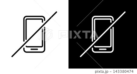 Smartphone With Prohibition Line Icon Set. Mobile Device Restriction, No Phone Usage, And Digital Detox Outline Symbol Collection. Technology-Free Zone. Editable Stroke. Isolated Vector Illustration 143380474