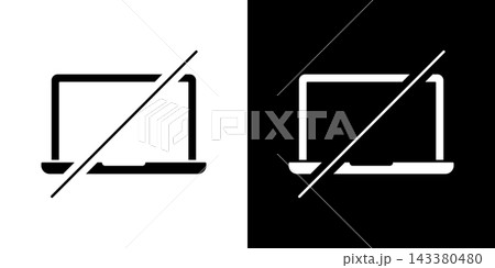 Laptop With Slash Solid Icon Set. Device Restriction, No Access, And Technology Limitation Silhouette Symbol Collection. Digital Security Concept. Isolated Vector Illustration 143380480