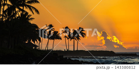 sunset on the tropical beach 143380812