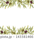 Watercolor floral card with olives. Template for postcard and design. 143381466