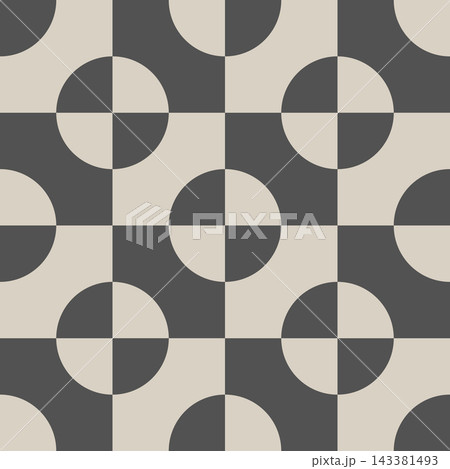 Vector retro simple geometric psychedelic seamless pattern in retro style. Vintage abstract geometric pattern in Bauhaus style. 143381493