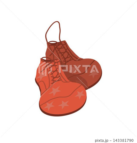 Clown shoes Colorful circus boots in a cute hand-drawn style, featuring playful shapes, bright details, and a whimsical carnival aesthetic. 143381790