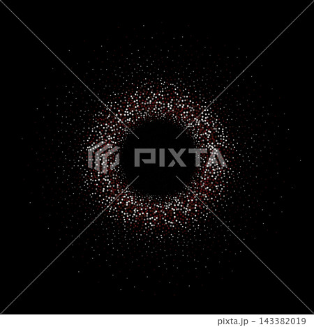 Festive abstract black background with a round frame of bright red and white shiny dots. eps 10 Festive abstract black background with a round frame of bright red and white shiny dots. eps 10 143382019