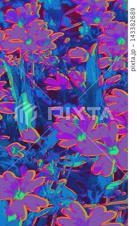Abstract Neon Purple Floral Glitch - Edgy Nightclub Rave Poster Background Abstract Neon Purple Floral Glitch - Edgy Nightclub Rave Poster Background 143382689