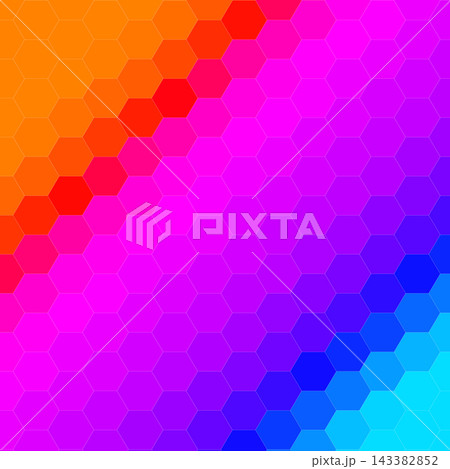 Abstract geometric background with a bright rainbow gradient from orange to light blue with a hexagonal pattern Abstract geometric background with a bright rainbow gradient from orange to light blue with a hexagonal pattern 143382852