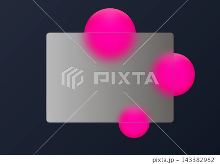 Modern abstract glass morphism background with frosted glass plate and vibrant pink spheres. Eps 10 143382982