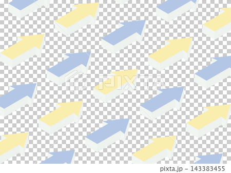 A background with a series of isometric arrows sloping upwards to the right (blue and yellow). A background with a series of isometric arrows sloping upwards to the right (blue and yellow). 143383455