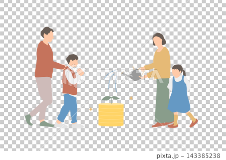 子どもの将来に向けて資産を育てる家族のイメージ 143385238