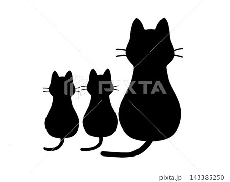 猫の親子のシルエットのイラスト 猫の親子のシルエットのイラスト 143385250