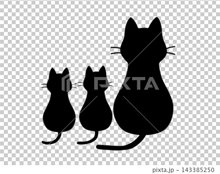 猫の親子のシルエットのイラスト 猫の親子のシルエットのイラスト 143385250