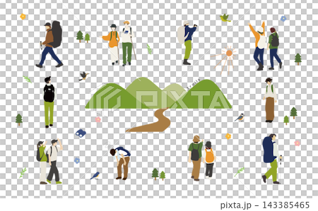 登山のイラストセット 登山のイラストセット 143385465