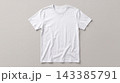 White crew neck t-shirt laid flat with t shirt clothing crewneck minimalist wearable background lighting isolated photography wardrobe lifestyle comfortable essential branding 143385791