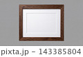 Decorative empty picture frame with dark textured wooden border and white matting photography interior horizontal ornamental rectangle minimalist frameable composition background isolated aesthetic 143385804