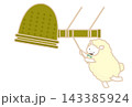 除夜の鐘を突くヒツジのイラスト、カラー 143385924
